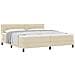 Letto con rete e materasso crema 200x200 cm tessuto - Foto miniatura 1