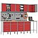 Set di Armadietti da Lavoro e Pannello Forato da 12 Pezzi Rosso in MDF e Metallo - Foto miniatura 3