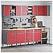 Set di Armadietti da Lavoro e Pannello Forato da 12 Pezzi Rosso in MDF e Metallo - Foto miniatura 4