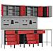 Set di Armadietti da Lavoro e Pannello Forato da 12 Pezzi Rosso in MDF e Metallo - Foto miniatura 5