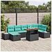 Set Divano da Giardino 8 pz Nero polyrattan - Foto miniatura 5