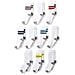 10-pack Cotone Varsity Crew Sock Casuale Banda Di Colore Bianco Con Grey Heather Heel Toe Grande (scarpa 3-10)  - Foto miniatura 1