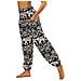 Pantaloni Baggy Hippie Thailandesi Per Le Donne Boho Vintage Patterned Elastico Vita Alta Nero Elefante Stampa Comodi Harem Pantaloni Yoga Summer Beach Party (dimensioni One Size) - Foto miniatura 3