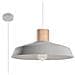 Sospensione A Soffitto 1 Luce Cupola Bianco, Legno Naturale, E27 - Foto miniatura 3