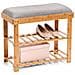 Armadio In Bambù Per Scarpe, Seduta Con Rack, Sgabello In Legno Per Corridoio. - Foto miniatura 3