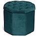 Pouf Salotto Contenitore Imbottito Trapuntato Ottagonale Velvet Tinta Unita Pouf Petrolio - Foto miniatura 1