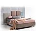 Letto Matrimoniale, Modello Santa Fe Dallo Stile Eccentrico E Informale, Rete Da 160x200 Cm Con Doghe In Legno, Box Contenitore, Tessuto Sfoderabile, Made In Italy - Foto miniatura 1