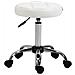 Sgabello Girevole Rotondo Con Ruote, Altezza Regolabile E Rivestimento In Finta Pelle, Bianco - Foto miniatura 1
