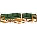 Set Salotto da Giardino 6pz con Cuscini Verdi in Legno Massello - Foto miniatura 1