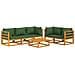 Set Salotto da Giardino 6pz con Cuscini Verdi in Legno Massello - Foto miniatura 3