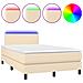 Letto a Molle con Materasso e LED Crema 120x190 cm in Tessuto - Foto miniatura 1