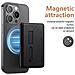 Portacarte Magnetico In Pelle Pu Compatibile Con Magsafe - Portafoglio Sottile Con Cinturino Da Dito Black - Foto miniatura 5