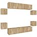 Set Mobili Porta TV 8pz Rovere Sonoma in Legno Multistrato - Foto miniatura 1
