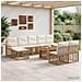 Set Divano da Giardino 10 pz Naturale e Bianco Crema polyrattan - Foto miniatura 5