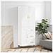 Credenza Bianca 69,5x34x180 Cm In Legno Multistrato - Foto miniatura 1