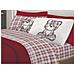 Completo Lenzuola Flanella Pensieri Delicati 100% Cotone Disegno Orsetto Tartan Singolo Rosso - Foto miniatura 1