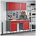 Set di Armadietti e Pannello con Aghi 8 Pezzi  Rosso MDF e Metallo - Foto miniatura 2