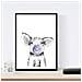 Set Di 6 Stampe Animali Bambini Con Gomma Da Masticare Maiali Elefante Coniglio Zorro Gufo Cane A3 Cornice Nera - Foto miniatura 4