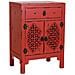 Tavolino In Legno Laccato Rosso Con 1 Cassetto E 2 Porte 48x32x70h Cm - Foto miniatura 1