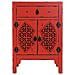 Tavolino In Legno Laccato Rosso Con 1 Cassetto E 2 Porte 48x32x70h Cm - Foto miniatura 2