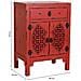 Tavolino In Legno Laccato Rosso Con 1 Cassetto E 2 Porte 48x32x70h Cm - Foto miniatura 3