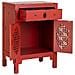 Tavolino In Legno Laccato Rosso Con 1 Cassetto E 2 Porte 48x32x70h Cm - Foto miniatura 5