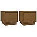 Comodini 2 Pz Miele 35x34x32 Cm In Legno Massello Di Pino - Foto miniatura 2