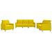 Set Di Divani 3 Pz Con Cuscini Giallo Chiaro In Tessuto - Foto miniatura 2