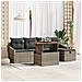 Set di divano da giardino 6 pezzi con cuscini Grigio Polirattan - Foto miniatura 2