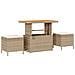 Set da pranzo da giardino in 3 pezzi con cuscini beige in rattan sintetico e acacia - Foto miniatura 1