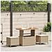 Set da pranzo da giardino in 3 pezzi con cuscini beige in rattan sintetico e acacia - Foto miniatura 2