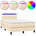Letto a Molle con Materasso e LED Crema 120x190 cm in Tessuto - Foto miniatura 1