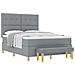 letto a molle vitaXL con materasso e panca grigio chiaro 140x200 cm in tessuto - Foto miniatura 1