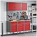 Set di armadietti da lavoro e pannello a punte - 8 pezzi rossi in MDF e metallo - Foto miniatura 2