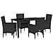 Set da Pranzo per Giardino con cuscino 5 pcs Nero Poly Rattan - Foto miniatura 1