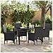 Set da Pranzo per Giardino con cuscino 5 pcs Nero Poly Rattan - Foto miniatura 2