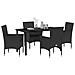 Set da Pranzo per Giardino con cuscino 5 pcs Nero Poly Rattan - Foto miniatura 3