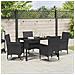 Set da Pranzo per Giardino con cuscino 5 pcs Nero Poly Rattan - Foto miniatura 4