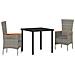 Set da Pranzo per Giardino con cuscino 3 pcs Grigio Poly Rattan - Foto miniatura 1