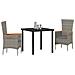 Set da Pranzo per Giardino con cuscino 3 pcs Grigio Poly Rattan - Foto miniatura 3