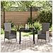 Set da Pranzo per Giardino con cuscino 3 pcs Grigio Poly Rattan - Foto miniatura 4