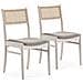 Set Di 2 Sedie Vilma Colore Bianco Lavato, Legno Massello E Rattan Naturale - Foto miniatura 1
