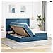 Letto con luci a strisce a LED Blu Scuro 180 x 200 cm Velluto - Foto miniatura 5