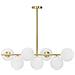 Lampadario Glamy 7 Luci In Ferro Dorato Con Sfere In Vetro Bianco - Foto miniatura 1