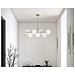 Lampadario Glamy 7 Luci In Ferro Dorato Con Sfere In Vetro Bianco - Foto miniatura 5