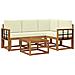 Set di divani da esterno con cuscino 5 pcs Naturale e Crema - Foto miniatura 1