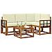 Set di divani da esterno con cuscino 5 pcs Naturale e Crema - Foto miniatura 3