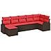 Set di divani con cuscino 7 pcs Marrone e Rosso polyrattan - Foto miniatura 1