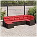 Set di divani con cuscino 7 pcs Marrone e Rosso polyrattan - Foto miniatura 2