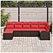 Set di divani con cuscino 7 pcs Marrone e Rosso polyrattan - Foto miniatura 3